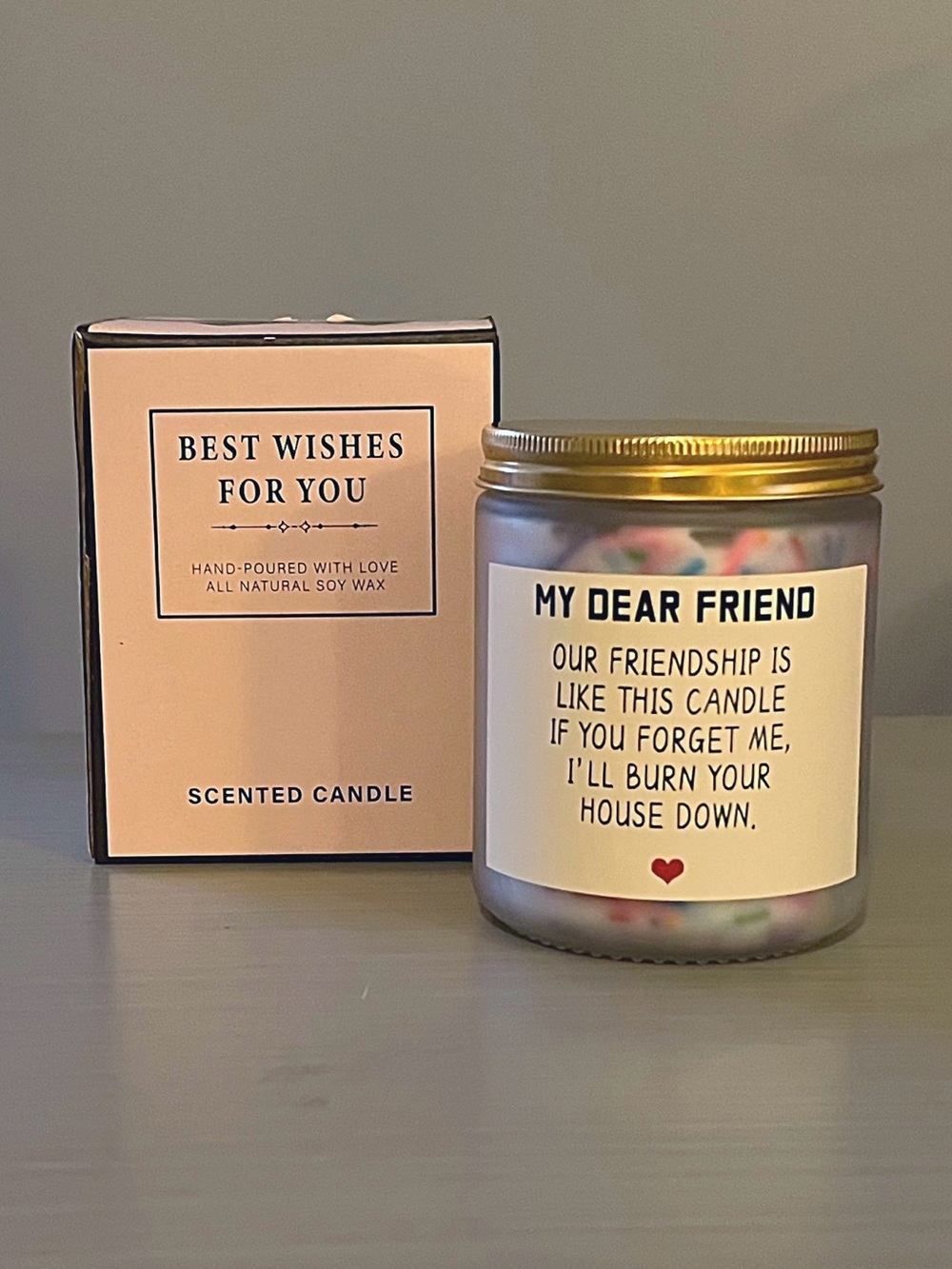 CANDLE Funny Friendship Candle Scented Soy Wax Pink Gift Box Birthday Humor NEW